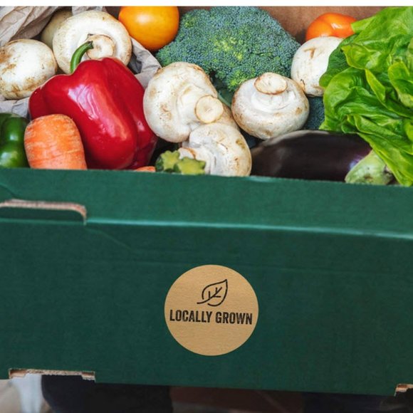 500 round locally grown kraft wafer Stickers 1" - Picture 2 of 6